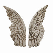 Set of 2 Distressed Antique White Angel Wing Wall Sculptures - Perfect Decoration for Nursery, Bedroom, Living Room - Each 11