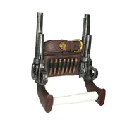 Rustic Double Six Shooter Cowboy Toilet Paper Roll Holder - Western Bathroom Decor - Durable Resin Material - 9.5 Inches High