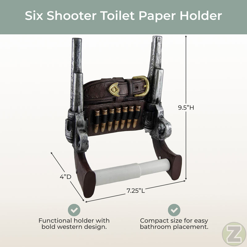 Toilet Paper Holder, 9.5 Inch Double Six Shooter Western Cowboy Image 5