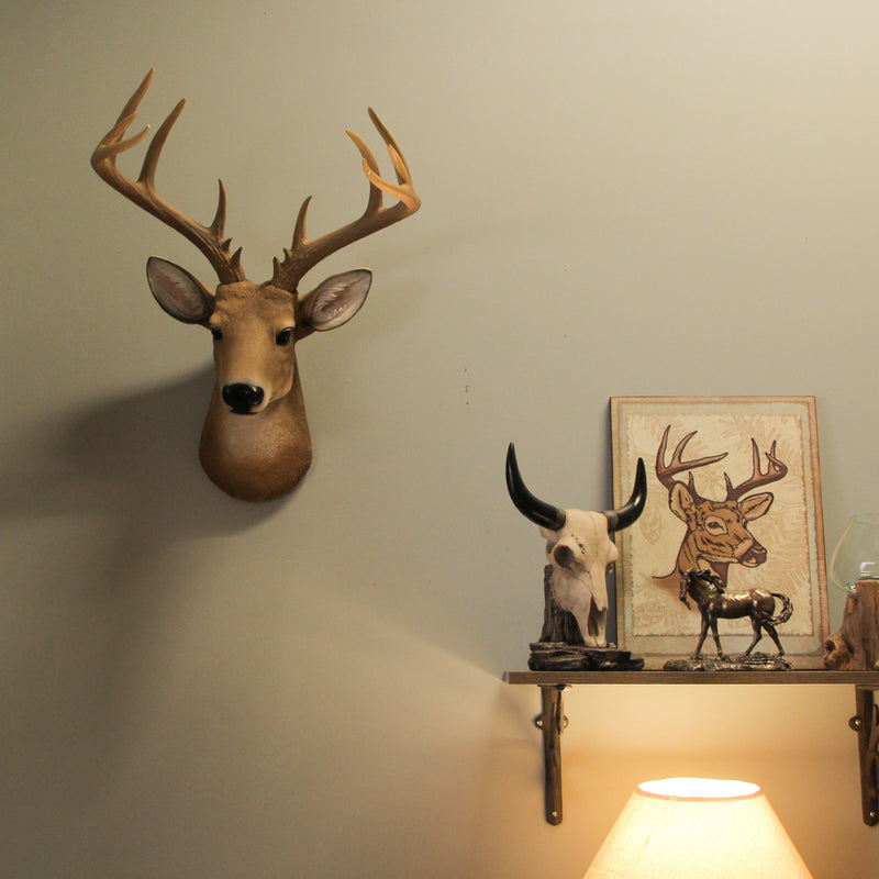 12 Point Buck Deer Head Bust Wall Hanging Lodge Decor Trophy Mount 23.5 Inches Image 7