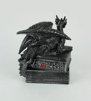 Guardian of Bibliophiles Stone Finish Dragon on Books Resin Trinket Box with Hidden Compartment - Gothic Medieval Dresser