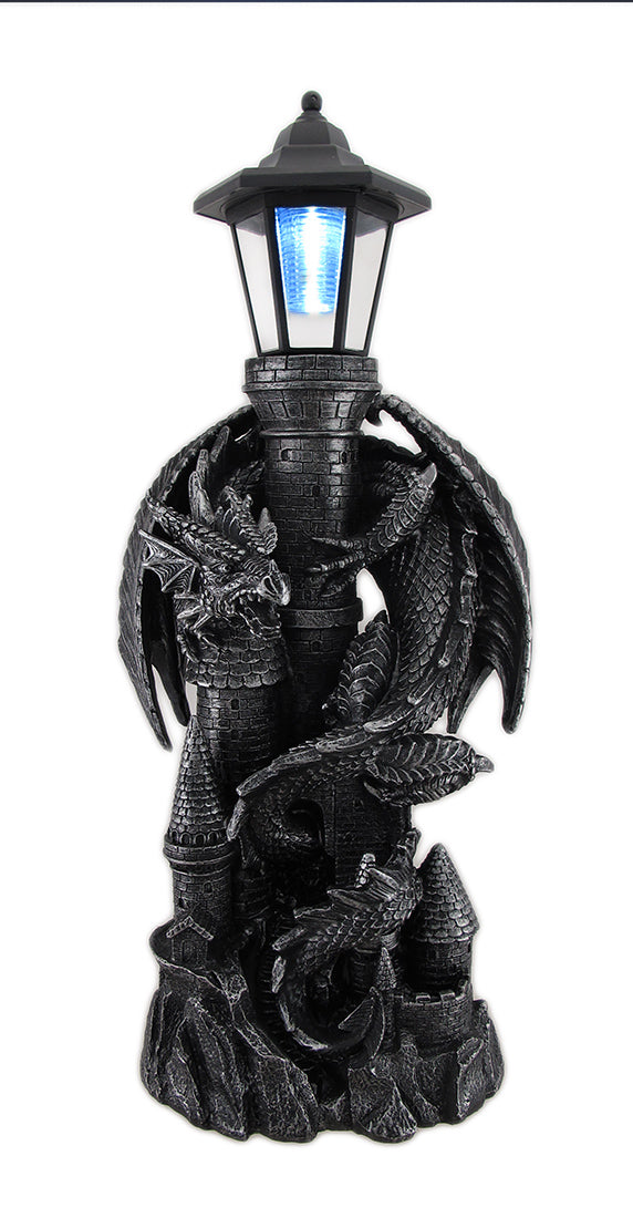 Keeper of the Castle' Medieval Dragon Statue with Solar-Pow — Zeckos