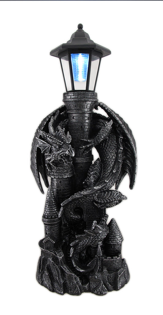 Keeper of the Castle' Medieval Dragon Statue with Solar-Powered