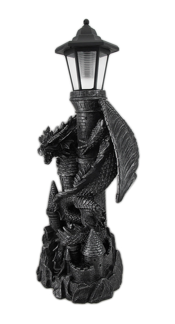 Keeper of the Castle' Medieval Dragon Statue with Solar-Pow — Zeckos