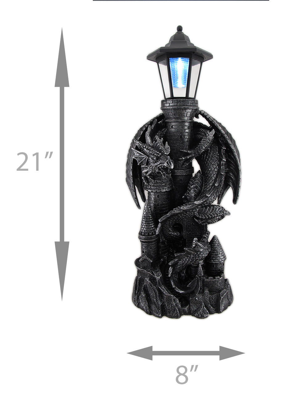 Keeper of the Castle' Medieval Dragon Statue with Solar-Pow — Zeckos