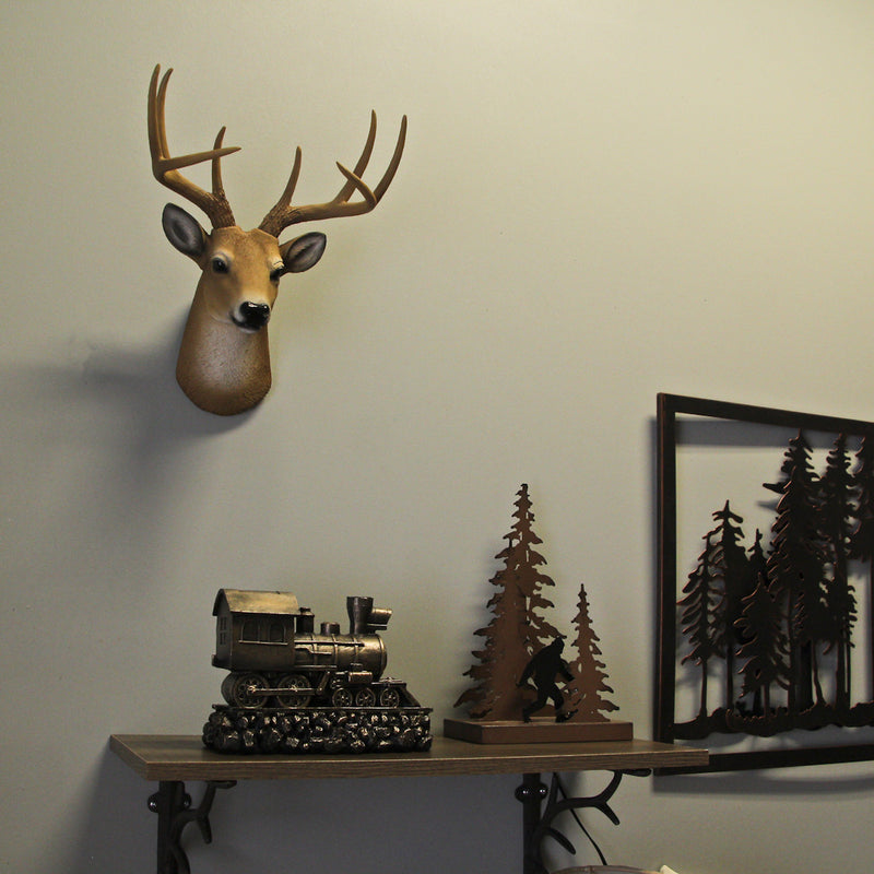 Brown - Image 8 - 8 Point Buck Wall Mounted Fake Deer Head - Faux Taxidermy Antler Animal Sculpture - 13 Inch High Resin Fall