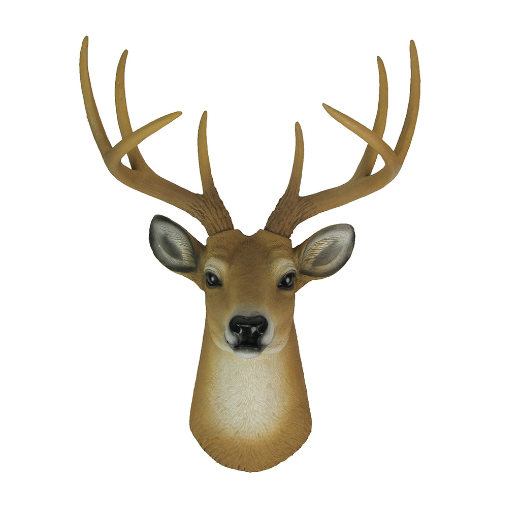 Faux Deer Head Wall Mount, 14 Inch Whitetail Buck Trophy, Lodge