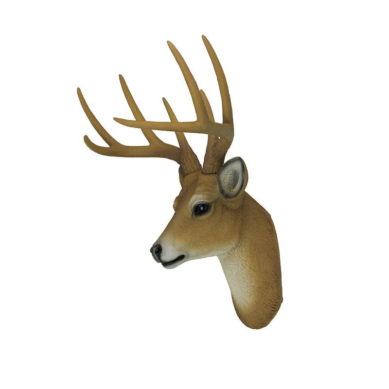 Brown - Image 3 - Deer Head Wall Sculpture, 13 Inch High 8 Point Buck Faux Taxidermy
