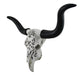 Longhorn and Lace Exquisite Black & White Filigree Hand-Painted Design Steer Skull Wall Decor - 27.25 Inches Long - Western