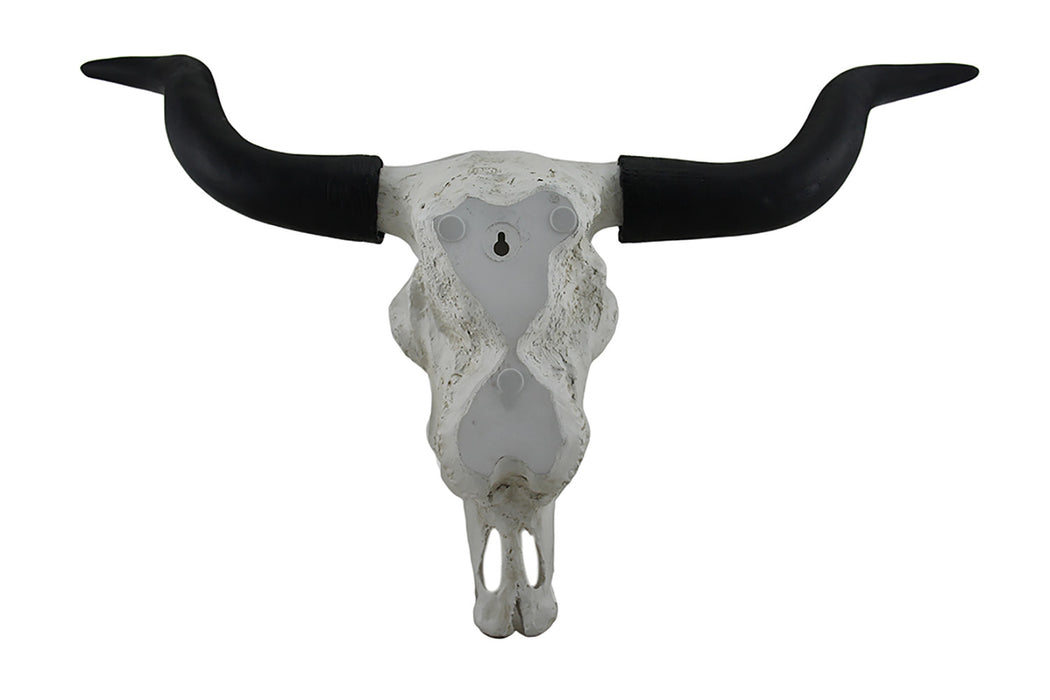 Longhorn and Lace Exquisite Black & White Filigree Hand-Painted Design Steer Skull Wall Decor - 27.25 Inches Long - Western