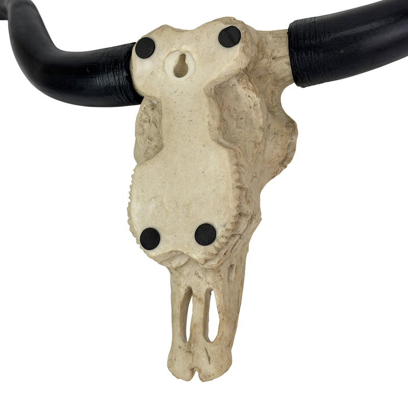 Longhorn Skull Wall Sculpture, 20 Inch Black Horns, Faux Bone Image 8