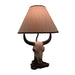Cattle Ranch Decorative Bull Skull Table Lamp with Beige Fabric Shade Western Décor Image 1