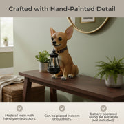 Chihuahua Garden Statue with LED Lantern, 12.5 Inch Image 6