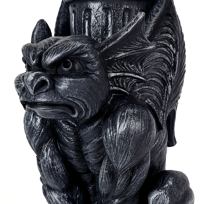 Glowing Grimace Guardian Gargoyle LED Solar Light - Majestic Gothic Decor Garden Statue - 20 Inches High - Adding Mystical