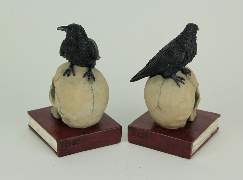 Evil Omen Raven On Skull Perch Decorative Bookend Set Image 3