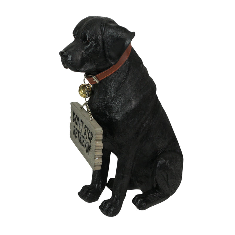 Black Lab Outdoor Statue, 13 Inch Welcome Dog with Reversible Sign Image 3