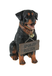Guardian of Love - Buddy Rottweiler Welcome Statue with Reversible Sign, Decorative Dog Figurine for Indoor or Outdoor Use,