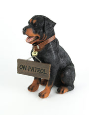 Guardian of Love - Buddy Rottweiler Welcome Statue with Reversible Sign, Decorative Dog Figurine for Indoor or Outdoor Use,