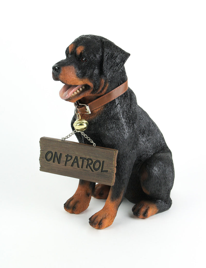 Guardian of Love - Buddy Rottweiler Welcome Statue with Reversible Sign, Decorative Dog Figurine for Indoor or Outdoor Use,
