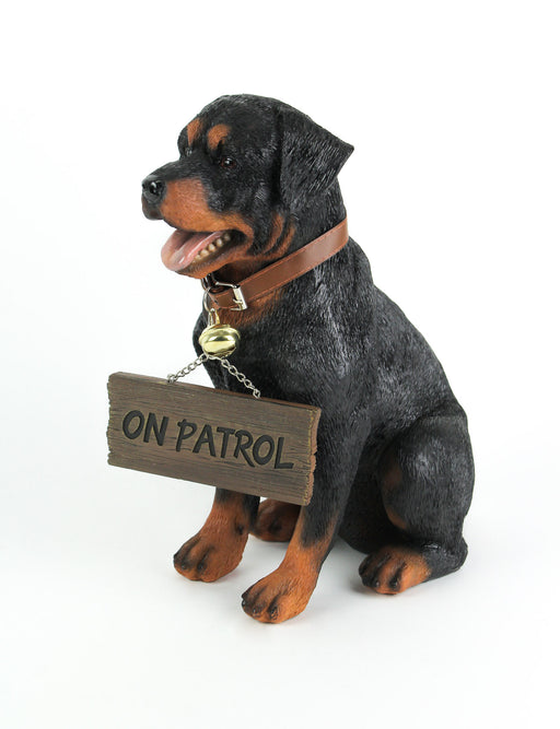 Guardian of Love - Buddy Rottweiler Welcome Statue with Reversible Sign - Adorable Canine Charm for Indoor and Outdoor