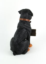 Guardian of Love - Buddy Rottweiler Welcome Statue with Reversible Sign, Decorative Dog Figurine for Indoor or Outdoor Use,