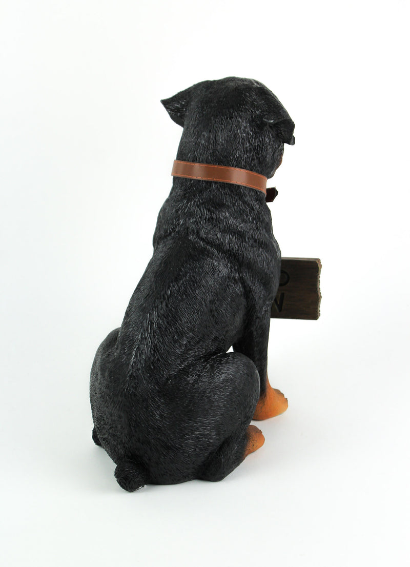 Guardian of Love - Buddy Rottweiler Welcome Statue with Reversible Sign, Decorative Dog Figurine for Indoor or Outdoor Use,