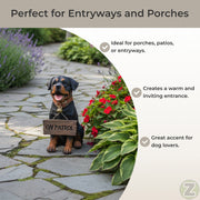 Rottweiler Outdoor Statue, 13 Inch Guard Dog with Reversible Sign Image 4
