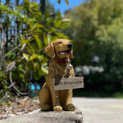 Golden Retriever Dog Statue with Reversible Sign, 13 Inch Image 4