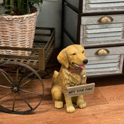 Golden Retriever Dog Statue with Reversible Sign, 13 Inch Image 8