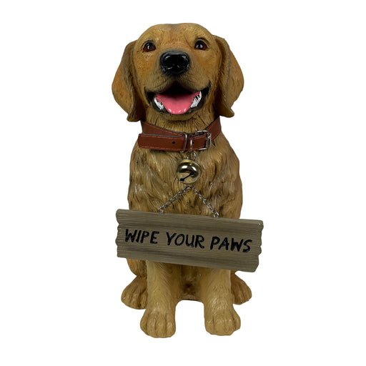Golden Retriever Dog Statue with Reversible Sign, 13 Inch Image 2