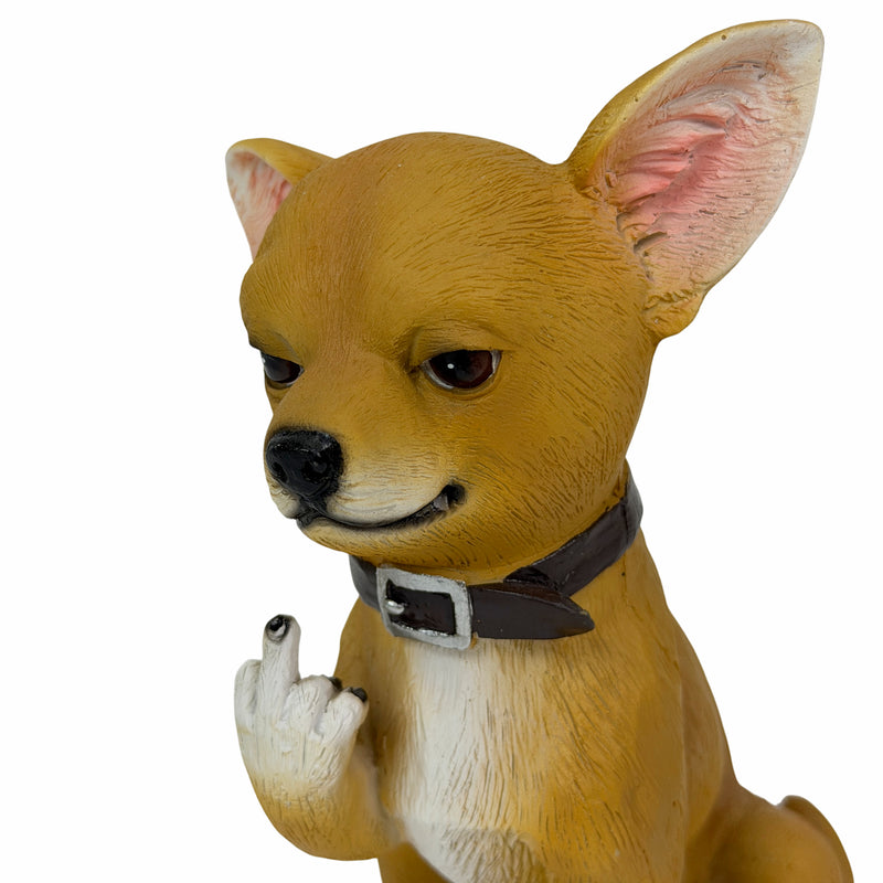 Chihuahua Dog Tabletop Statue, 6.75 Inch Rude Finger Lil Rascal Image 10