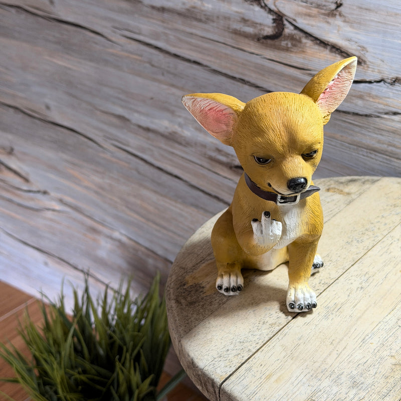 Chihuahua Dog Tabletop Statue, 6.75 Inch Rude Finger Lil Rascal Image 7