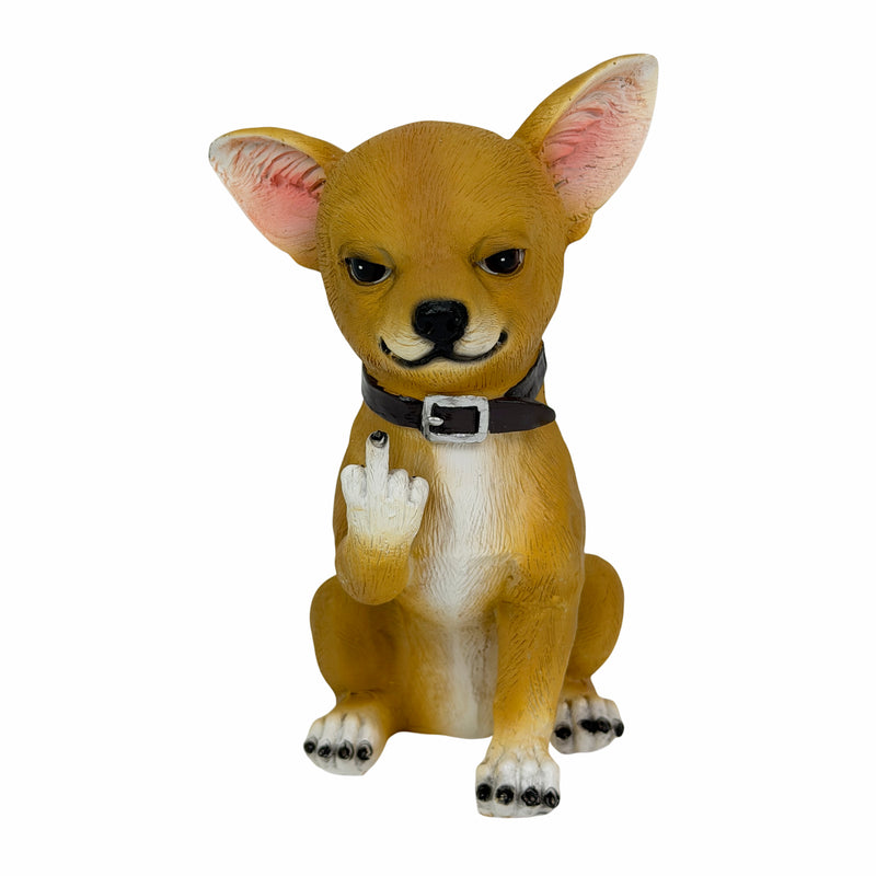 Chihuahua Dog Tabletop Statue, 6.75 Inch Rude Finger Lil Rascal Image 1