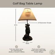 Golf Lovers Tee Time Light Golf Bag Table Lamp with Decorative Beige Shade - 20 Inches High - Stylish Golfing Decor For