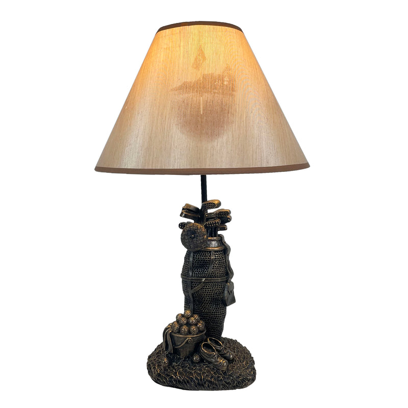 Golf Lovers Tee Time Light Golf Bag Table Lamp with Decorative Beige Shade - 20 Inches High - Stylish Golfing Decor For