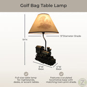 "Light in the Tunnel" Vintage Steam Engine Train Table Lamp with Shade - Rustic Railroad Locomotive Nightstand Light with