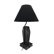 22-Inch Dark Dawning Vampire in Coffin Black Table Lamp - A Gothic Masterpiece with Eerie Charm and Bat Silhouette Fabric