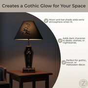 Vampire Coffin Table Lamp, 22 Inch Black Gothic Resin Image 6