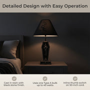 Vampire Coffin Table Lamp, 22 Inch Black Gothic Resin Image 7