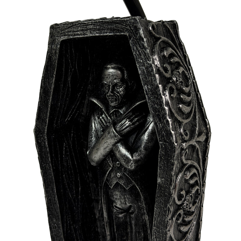 Vampire Coffin Table Lamp, 22 Inch Black Gothic Resin Image 11