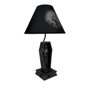 Vampire Coffin Table Lamp, 22 Inch Black Gothic Resin Image 2
