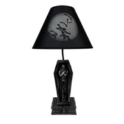 Vampire Coffin Table Lamp, 22 Inch Black Gothic Resin Image 1