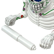 Día de los Muertos Vibrant Sugar Skull Skeleton Toilet Paper Holder - Whimsical Bathroom Tissue Dispenser and Novelty Home