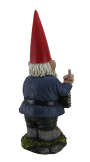 "Take A Hike" Defiant Go Away Resin Garden Gnome Un-Welcome Sign - Red Hat Grumpy Rude Gesture Porch Statue - Standing 17.5
