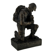 Silent Salute - Kneeling Military Soldier with Rifle In Ground Memorial Resin Statue - For Indoor or Outdoor Display - 8.5