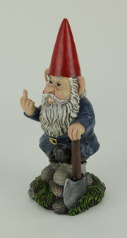 You Dig? - Grumpy Garden Gnome Digging with Shovel Flipping The Bird Middle Finger Statue for Indoor or Outdoor Home and