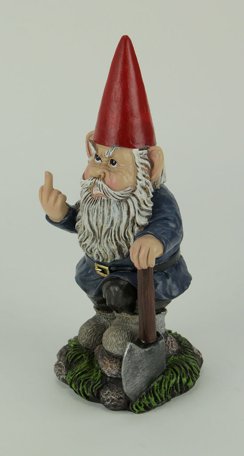 You Dig? - Grumpy Garden Gnome Digging with Shovel Flipping The Bird Middle Finger Statue for Indoor or Outdoor Home and