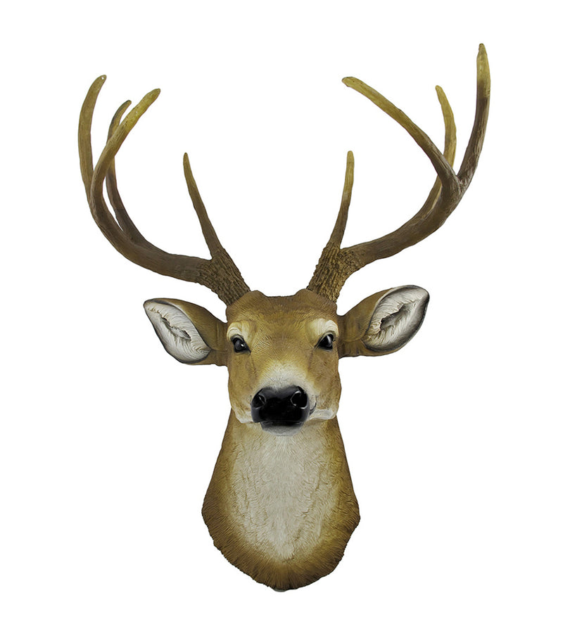 Realistic Faux 8-Point Buck Deer Head Bust Wall Mount - 23-Inch Hanging Decor Image 1