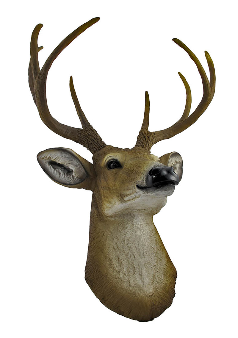 Realistic Faux 8-Point Buck Deer Head Bust Wall Mount - 23-Inch Hanging Decor Image 3