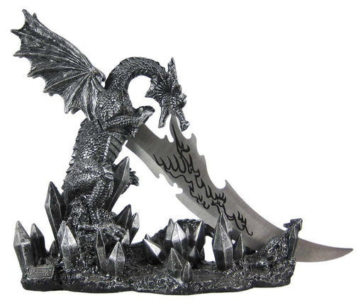 Dragon Knife Holder with Dagger, 13 Inch Gothic Fire Dragon Decor Image 1